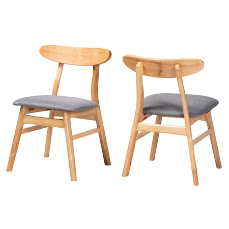 Baxton Studio Ulyana Mid-Century Grey Fabric and Natural Brown Finished Wood 2-Piece Dining Chair Set, PR 232-2PC-13195-ZORO